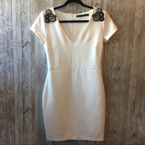 Zara Dresses & Skirts - Zara Beaded Shoulder Dress